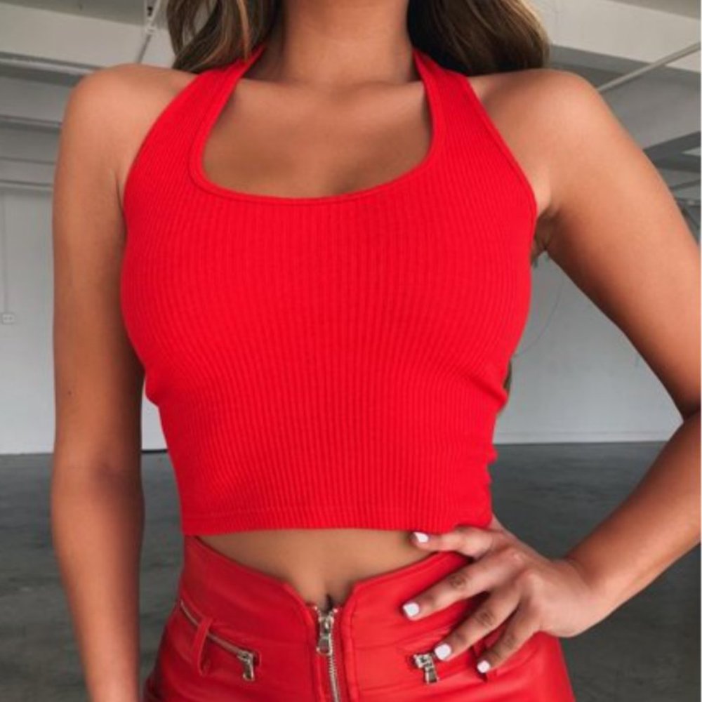 TIGER MIST HALTER TOP RED